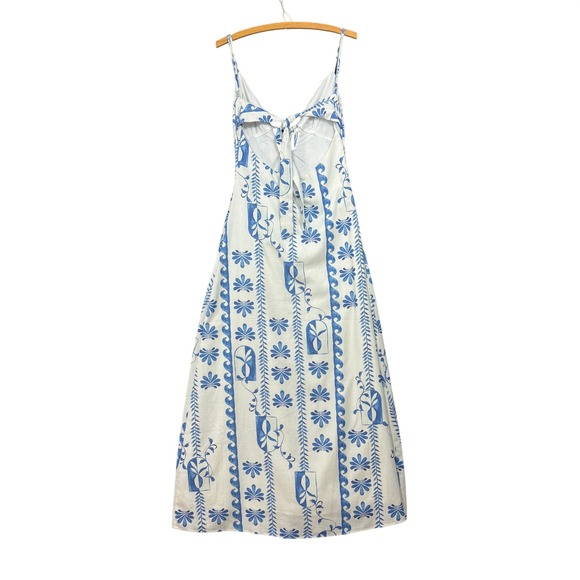 Peppermayo Flora Linen Maxi Dress Floral Wave Blue White US S 4 - Picture 4 of 7